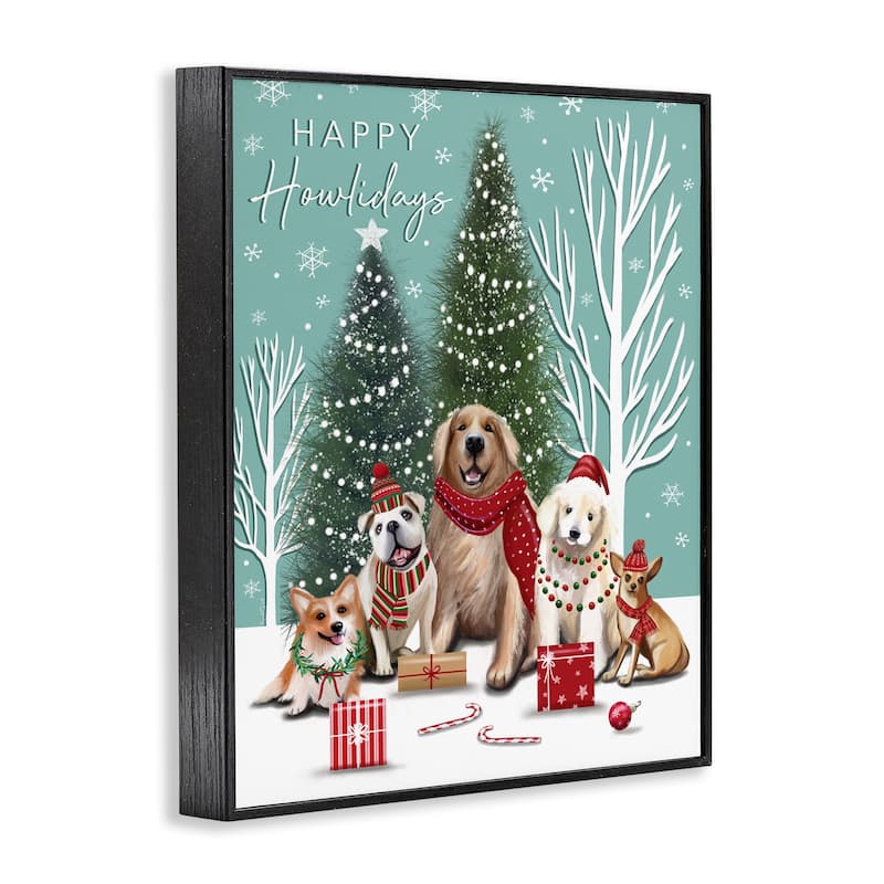 Stupell Festive Winter Dogs Scene Framed Giclee Art Design By Elizabeth Tyndall