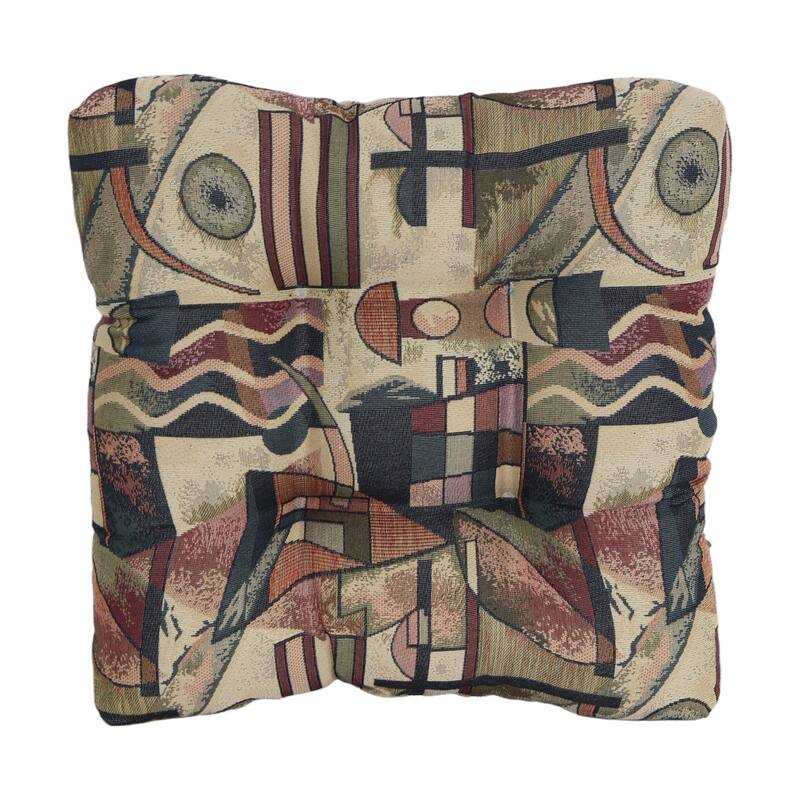 19-inch Square Tapestry Tufted Dining Chair Cushion (Multiple Patterns, Set of 1,2, or 4) - 19 x 19