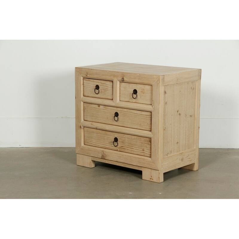 Capri Nightstand with 4 Drawers Weathered Natural Pine 28X18X27H