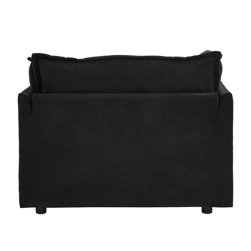 Roomfitters Upholstered Armchair with Ottoman, Wide Seat and Curved Armrests for Living Room or Bedroom
