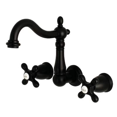 Kingston Brass Heritage Two-Handle 3-Hole Wall Mount Bathroom Faucet