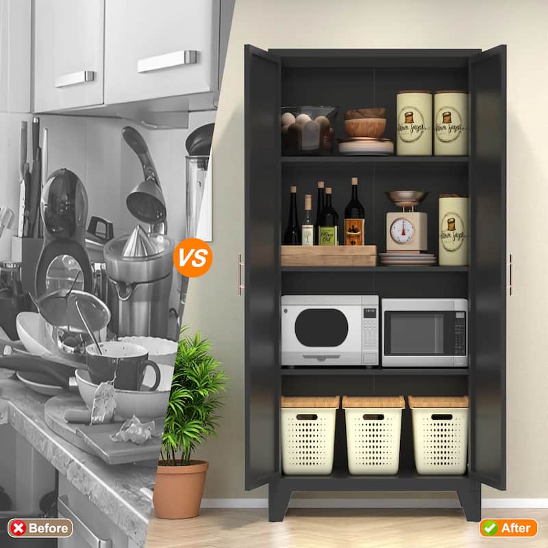 2 Shapely Doors Buffet Sideboard Accent Cabinet, Storage Cabinet with Doors and Adjustable Shelves