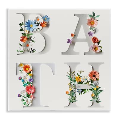 Stupell Floral Bath Typography Wall Plaque Art Design By Susan Arnot