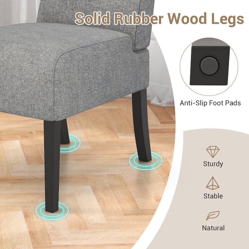 Gymax 4PCS Armless Accent Chair w/ Rubber Wood Legs Modern Vanity