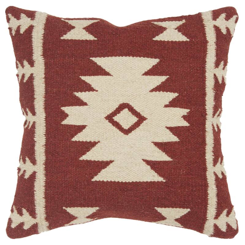 Rizzy Home Southwest Hand-crafted Square Throw Pillow - Polyester - Red