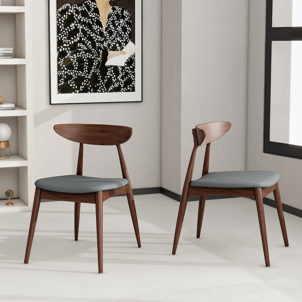 Set of 2 Retro Rubberwood Chairs with Ergonomic Back & Plush Cushions