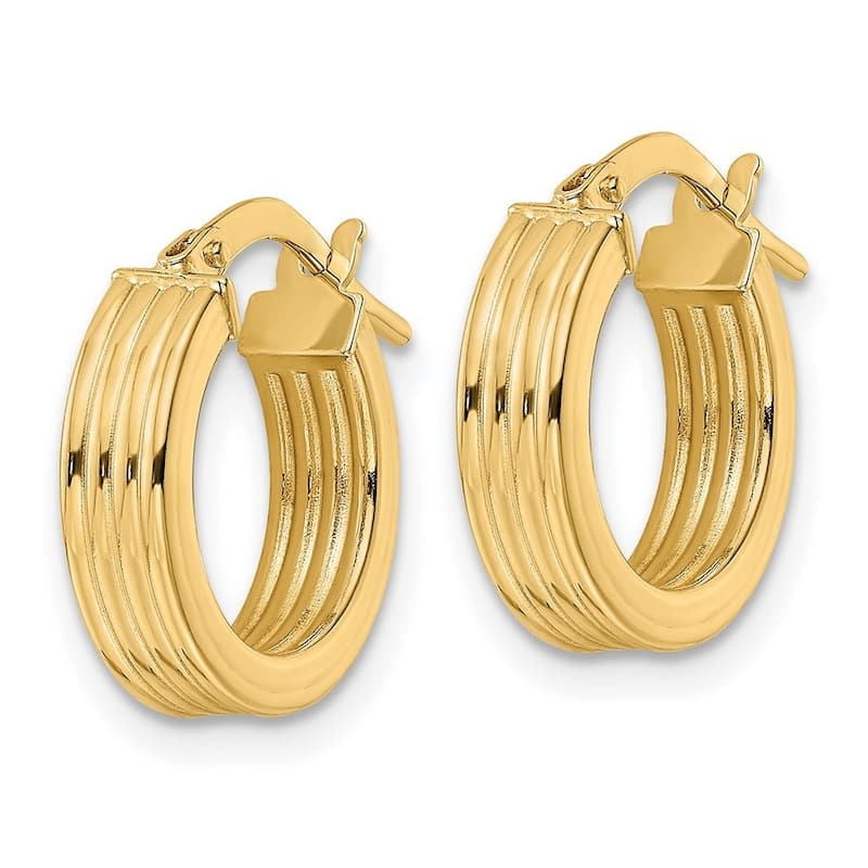 Curata 14k Yellow Gold Polished Twisted 14.5x4mm Round Hoop Earring