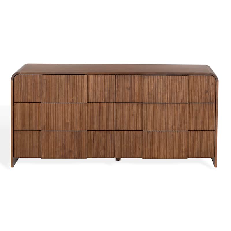 SAFAVIEH Couture Vitale Reeded Wood Dresser - Walnut
