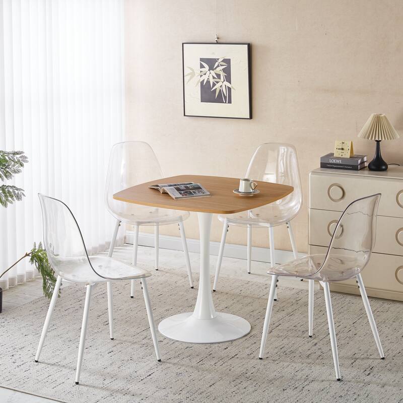 Pedestal Dining Table Round Top MDF and Metal Halloween Style Modern