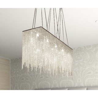 Modern *Rain Drop* Crystal Rectangular Chandelier Lighting - Chandeliers For Bedrooms by Overstock.com