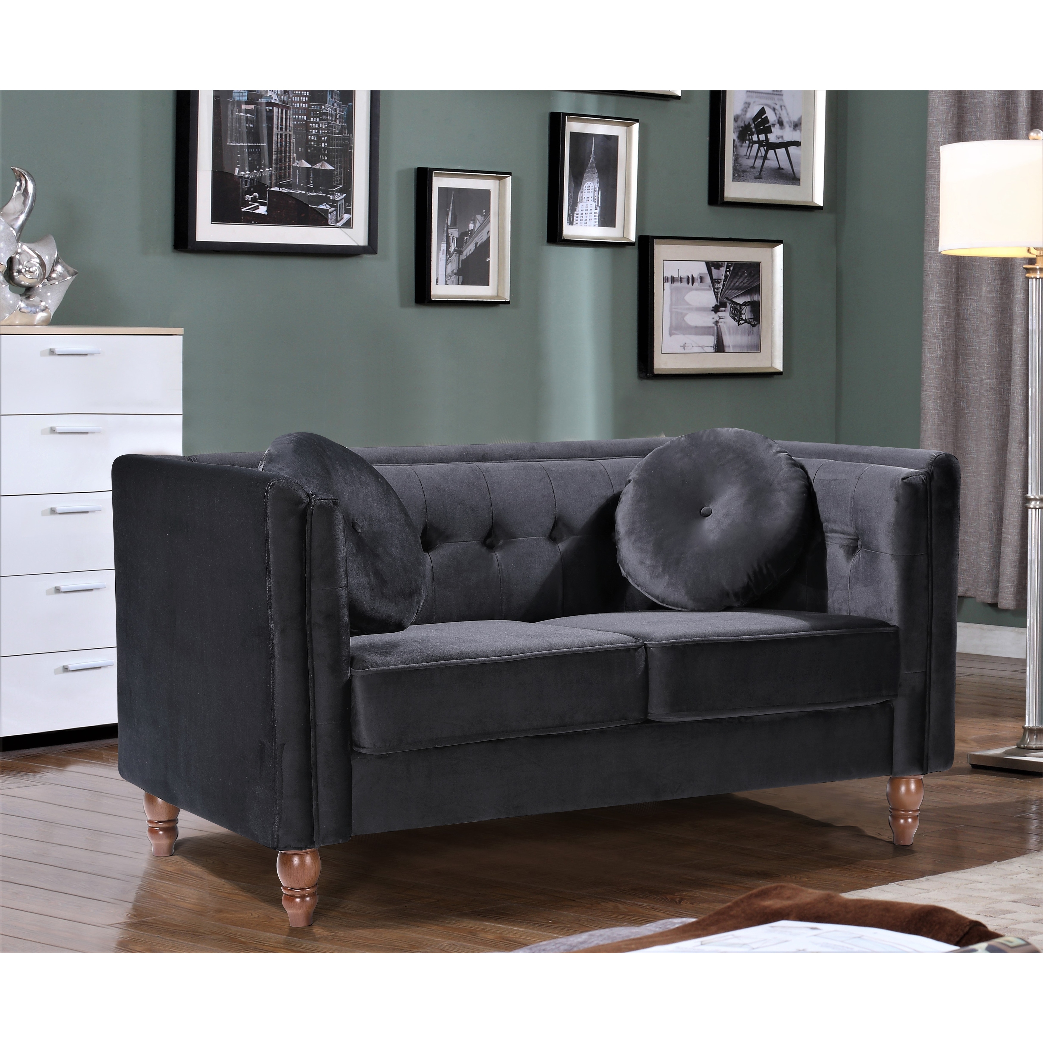 Roberta Velvet 2 Piece Set Sofa Loveseat