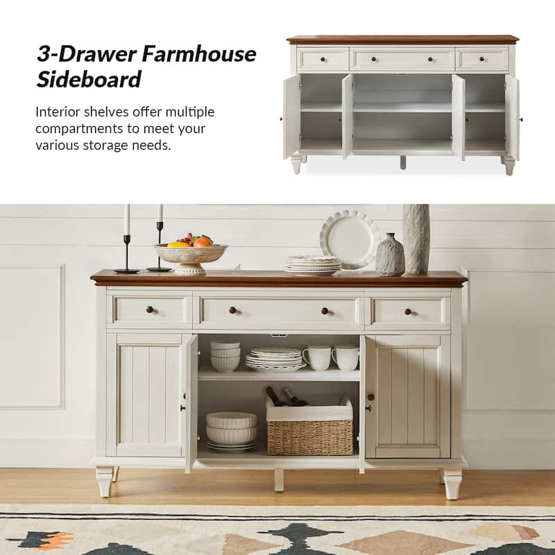 Ottfried Traditional 58'' Wide Sideboard with 3 Drawers and 4 Doors by HULALA HOME
