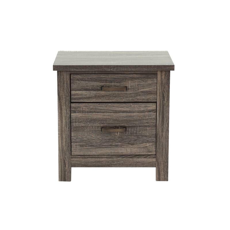 Natural Finish Wooden Nightstand, 2 Drawers, Storage, Bedroom Furniture Essential