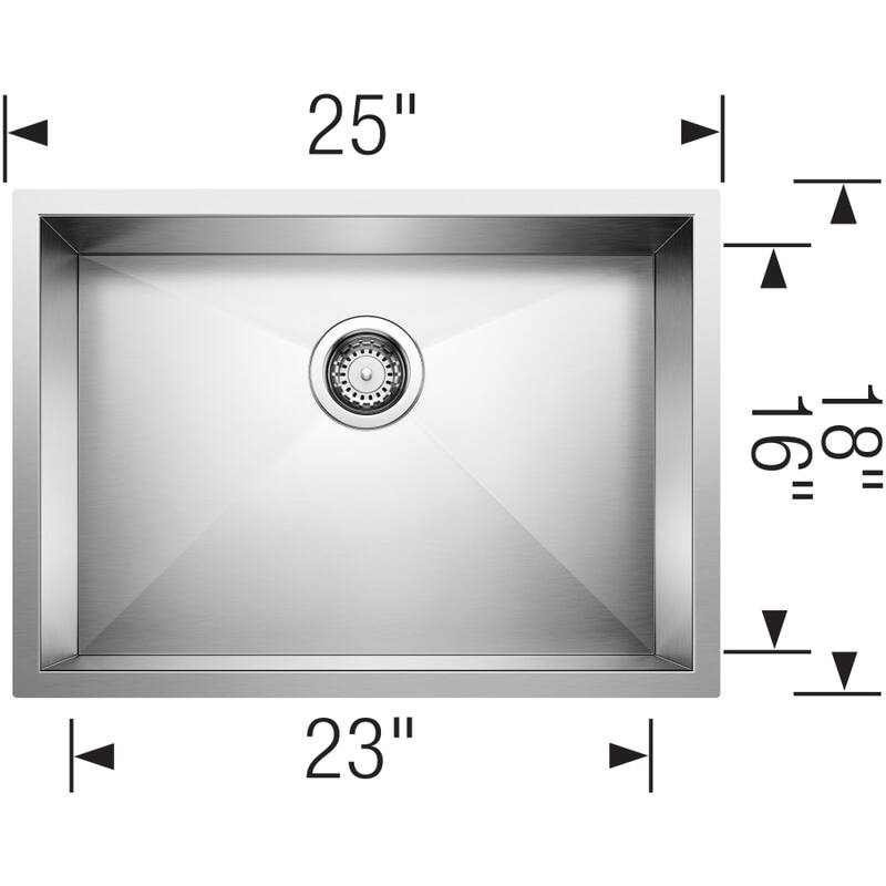 Quatrus R0 25" Undermount Single Basin Stainless Steel Kitchen Sink