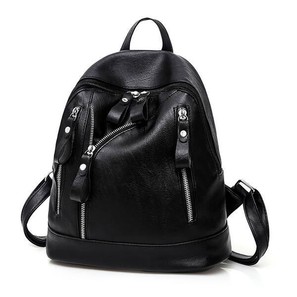 Shop Fashion Faux Leather Zipper Decor Shoulder Bag Backpack Women