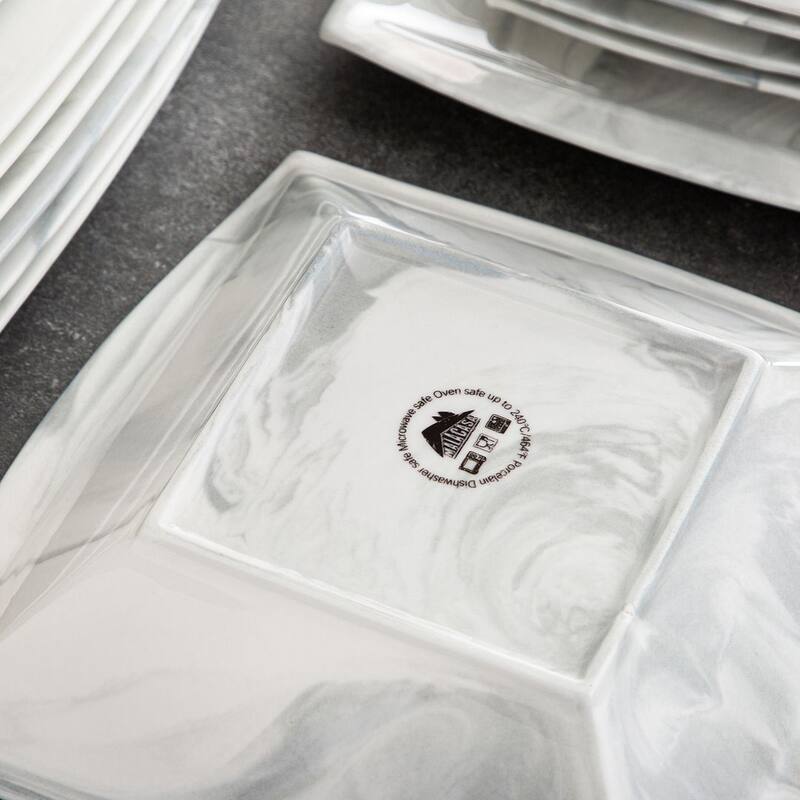 MALACASA Blance 30-Piece Square Dinnerware Set (Service for 6)