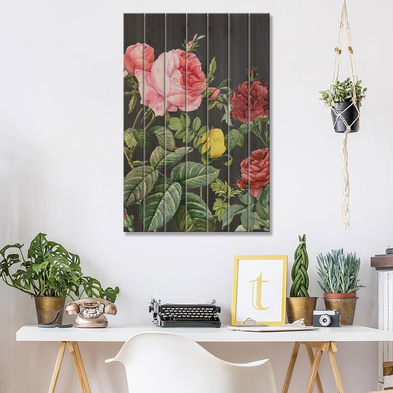 Redoute's Bouquet I Print On Wood by Pierre-Joseph Redouté - Multi-Color