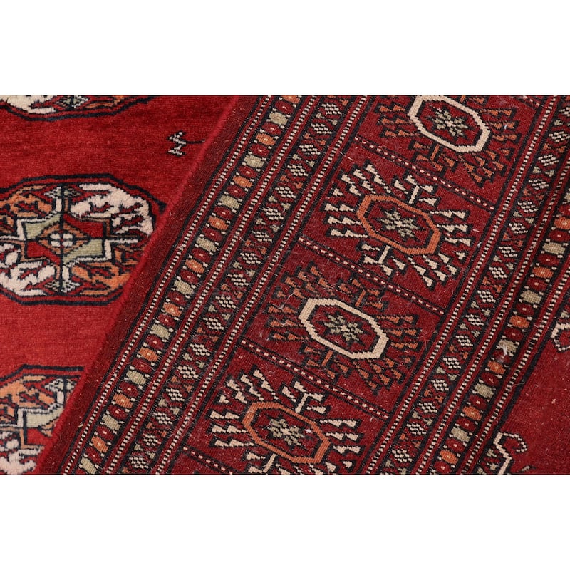 Tribal Bokhara Barajas Red/Rust Hand Knotted Wool Rug - 4'1'' x 6'4''