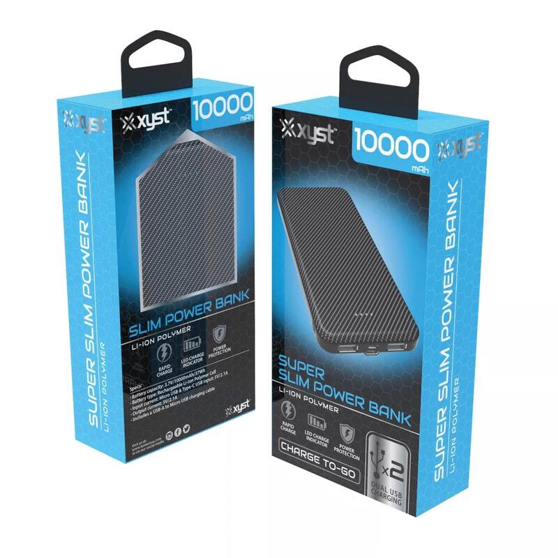 Xyst Super Slim 10000mAh Dual USB Power Bank