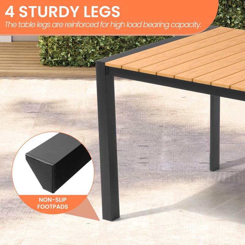 Pellebant Premium Outdoor Patio Aluminum Dining Table with Umbrella Hole