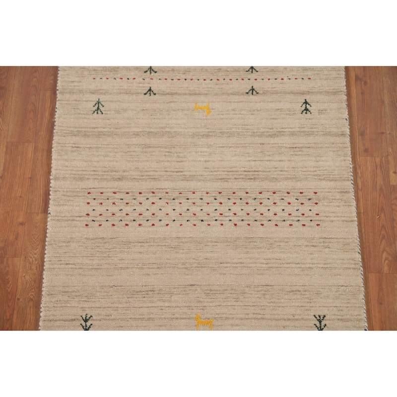 Gabbeh Accent Rug Hand-Knotted Contemporary Wool Carpet - 3'0" x 4'10"
