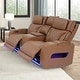 preview thumbnail 16 of 16, Jazz 74"W Leather Aire Power Reclining Loveseat w/Power Headrest, Bluetooth Speakers, LED, USB Ports, Storage & Cupholders Light Brown