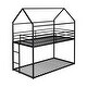 preview thumbnail 7 of 8, Black Twin over Twin Metal Bunk House Bed with Ladder