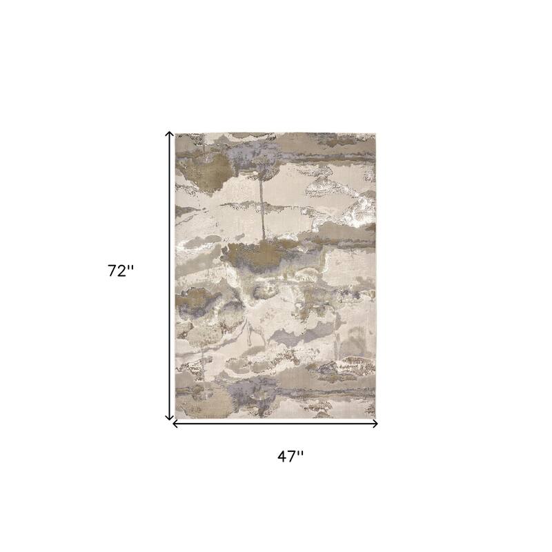 Zezex Abstract Modern Non Skid Woven Area Rug By HomeRoots - 4' x 6'