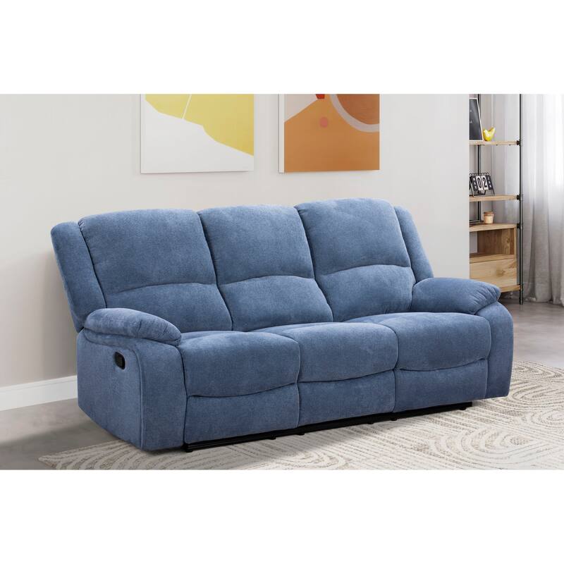 Roundhill Furniture Blitz Transitional Manual Reclining Sofa - Blue