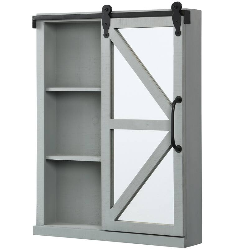 FirsTime & Co. Winona Farmhouse Barn Door Cabinet Mirror, Mirror, 21 x 5.5 x 28 in, American Designed
