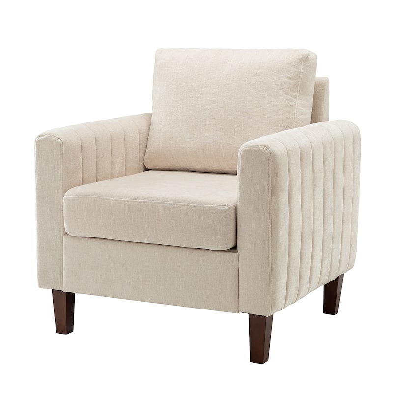 Ganymedes Upholstered Accent Club Chair with Wood Legs by HULALA HOME - IVORY