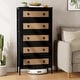 preview thumbnail 1 of 32, 5-Drawer Chest Dresser Closet PE Wicker Rattan Storage Tower Organizer 1-piece, Black