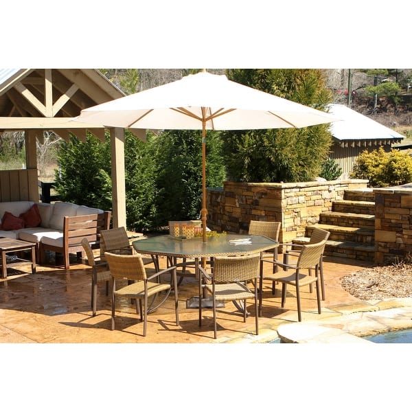 slide 2 of 18, Maracay Tree Bark Outdoor Dining Set with Stackable Chairs (9-Piece) Tree Bark