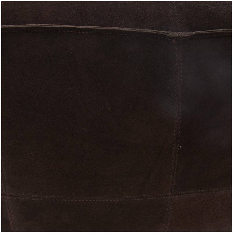 Leather Low Profile Square Pouf with Patchwork Design - Brown, Gray or Dark Brown- Roche River Decor
