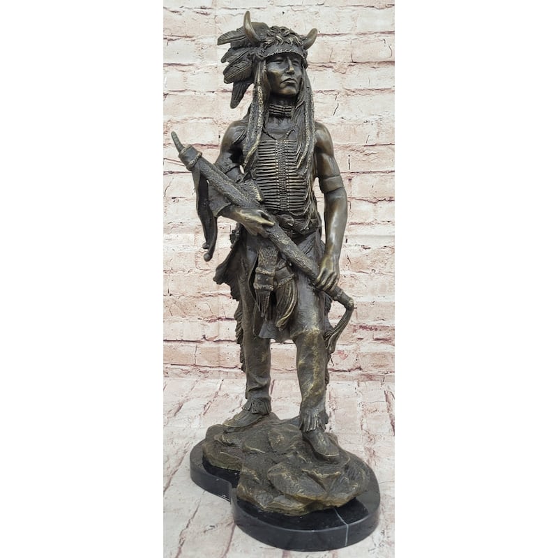 Native American Indian Warrior Bronze Metal Statue Sculpture Figure Original Art