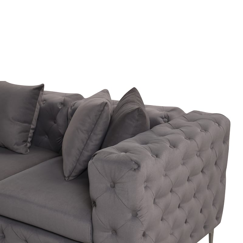 Morden Fort LShaped Modular Sofa 5Seat, Velvet Upholstered On Sale