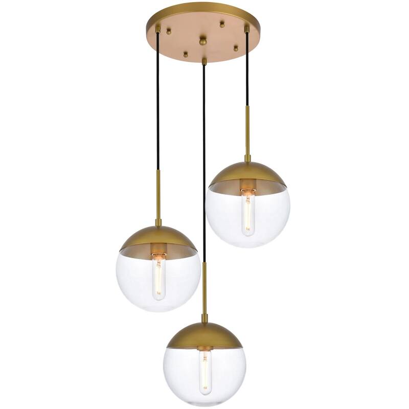 Elegant Lighting Eclipse 3 Light 18" Wide Multi Light Pendant with - Brass
