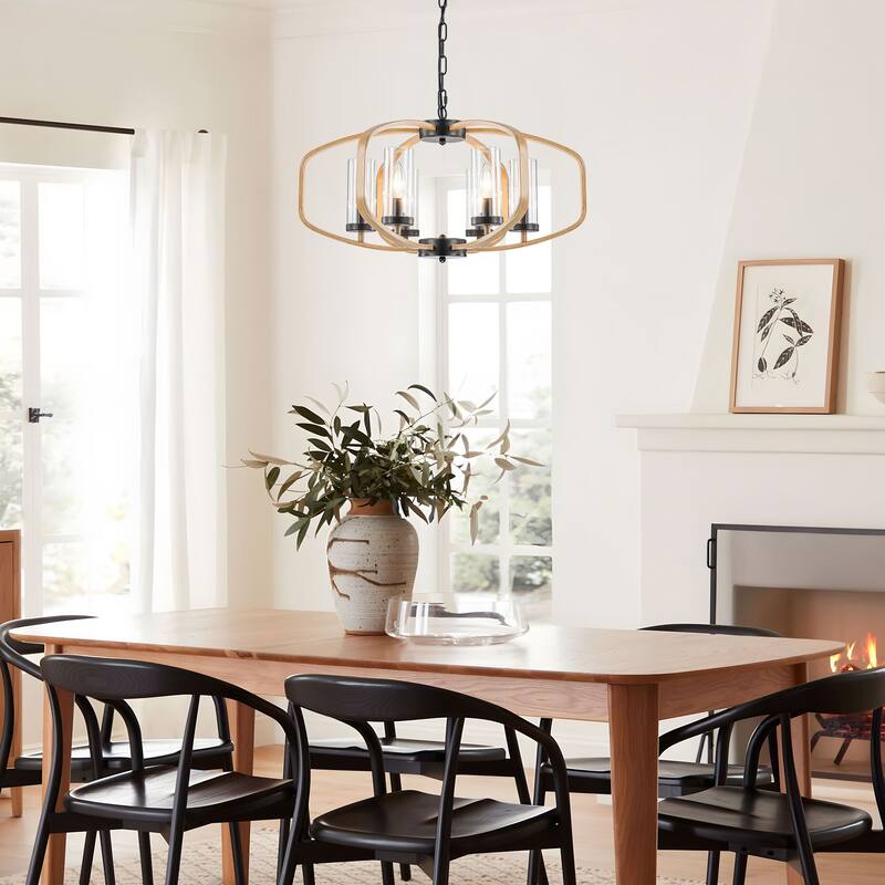 Starsky 6-Light 23in. Modern Farmhouse Unique Ceiling Lights Geometric Lantern Chandelier
