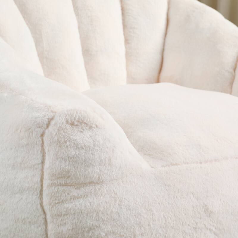Faux Fur Shell-Shaped Bean Bag Chair, Oversized Adults Bean Bag Sofa, Bean Bag Lazy Chair with Armrests for Gaming, Reading