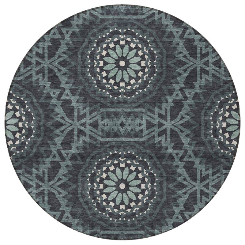 HomeRoots Floral Medallion Transitional Rectangle Outdoor Rug
