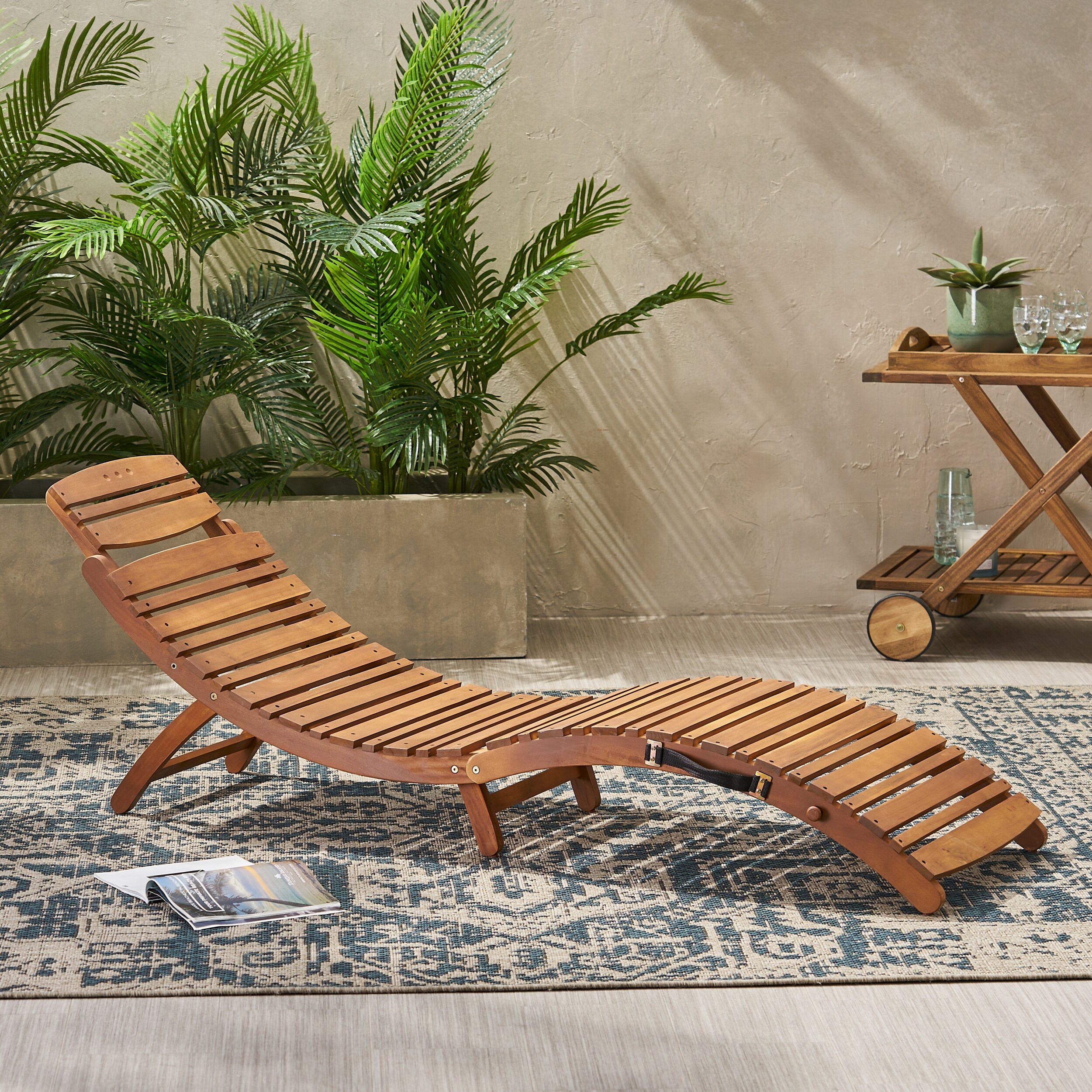 Outdoor wood chaise discount