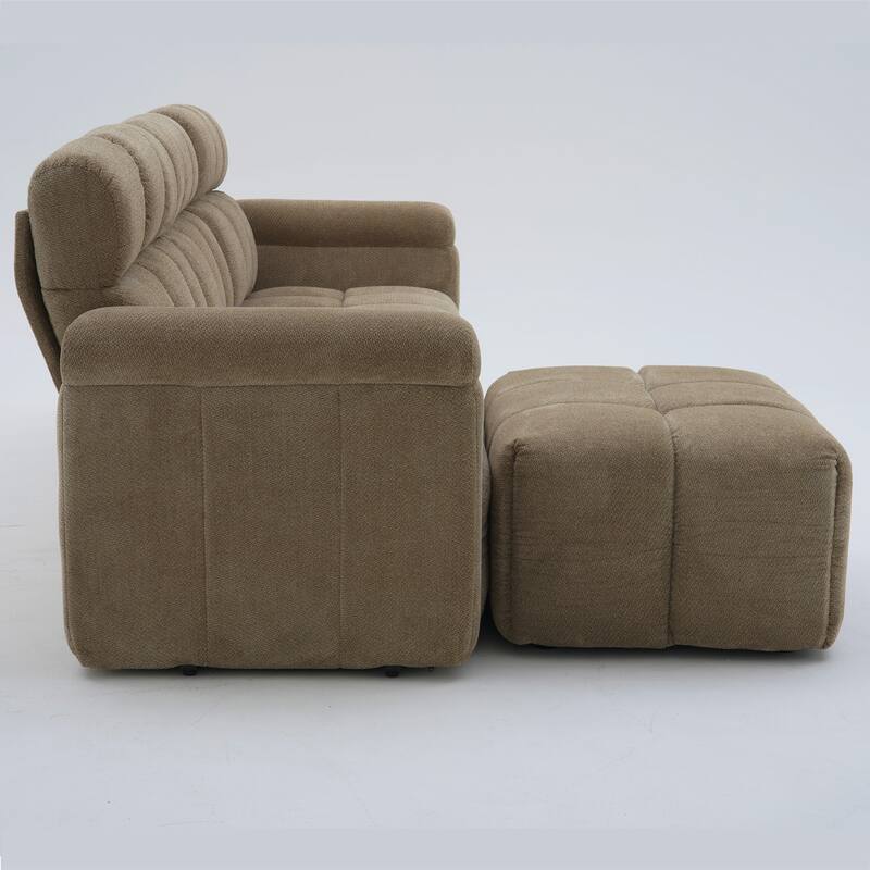 4-Seater Chenille Sectional Sofa with Chaise, High Back L-Shaped Couch, Solid Wood Frame & TB117 Certified Fabric