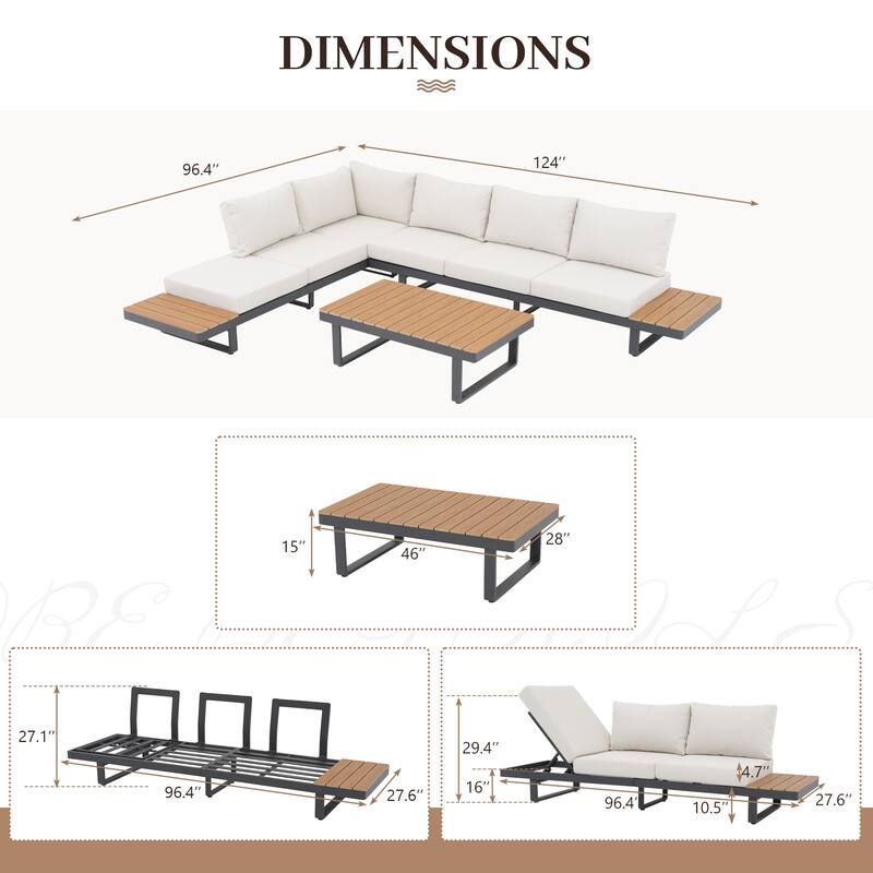 Outdoor Modular Aluminum Patio Conversation Set