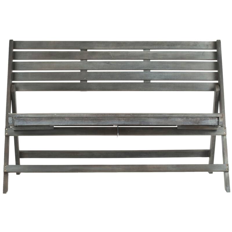 SAFAVIEH Outdoor Sherilyn Ash Grey Folding Bench - 48Wx24Dx32H