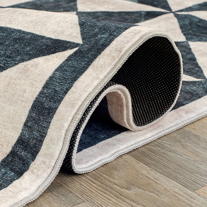 World Rug Gallery Geometric Diamond Washable Non Slip Area Rug