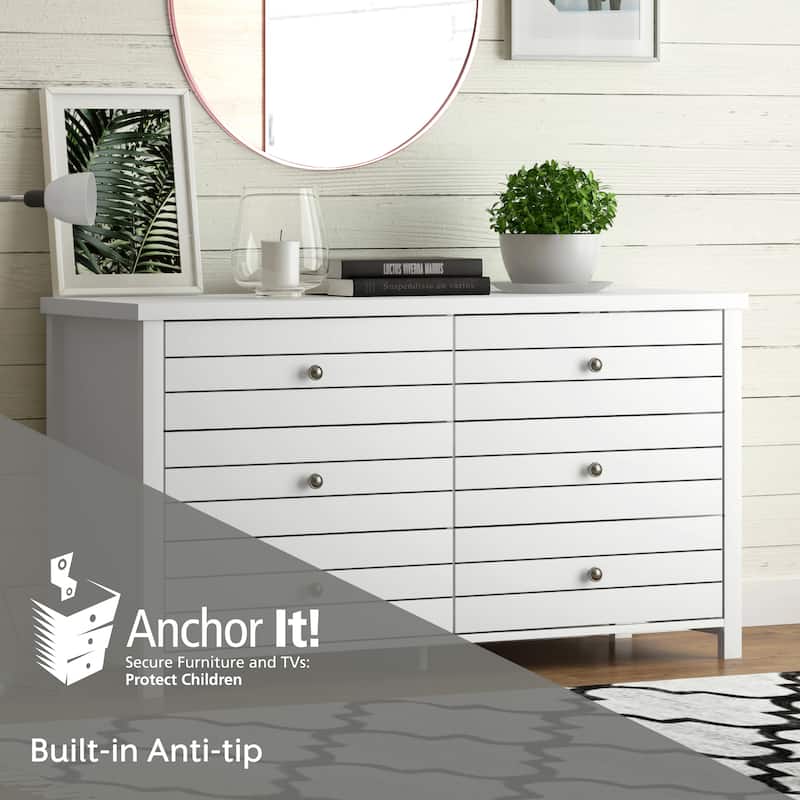 Living Essentials by Hillsdale Harmony Wood 6 Drawer Dresser