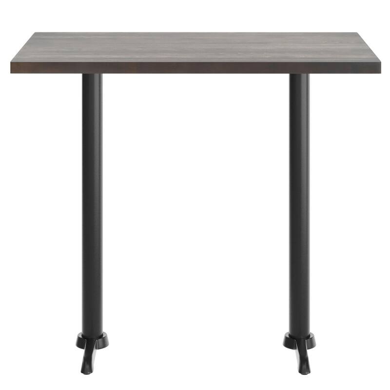 Rectangular Solid Wood Commercial Tabletop w/ Dual 22" x 22" Bar Height T-Bases - 30"W x 48"D x 42"H