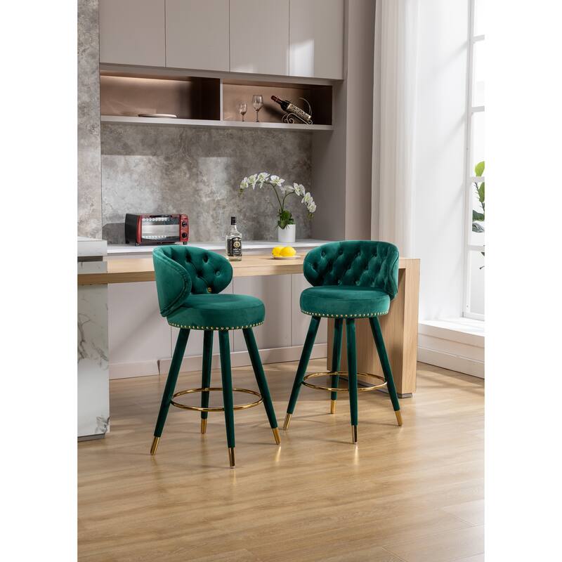 HOMEFUN Counter Height Bar Stools Set of 2 for Kitchen Counter Solid Wood Legs with a fixed height of 360 degrees