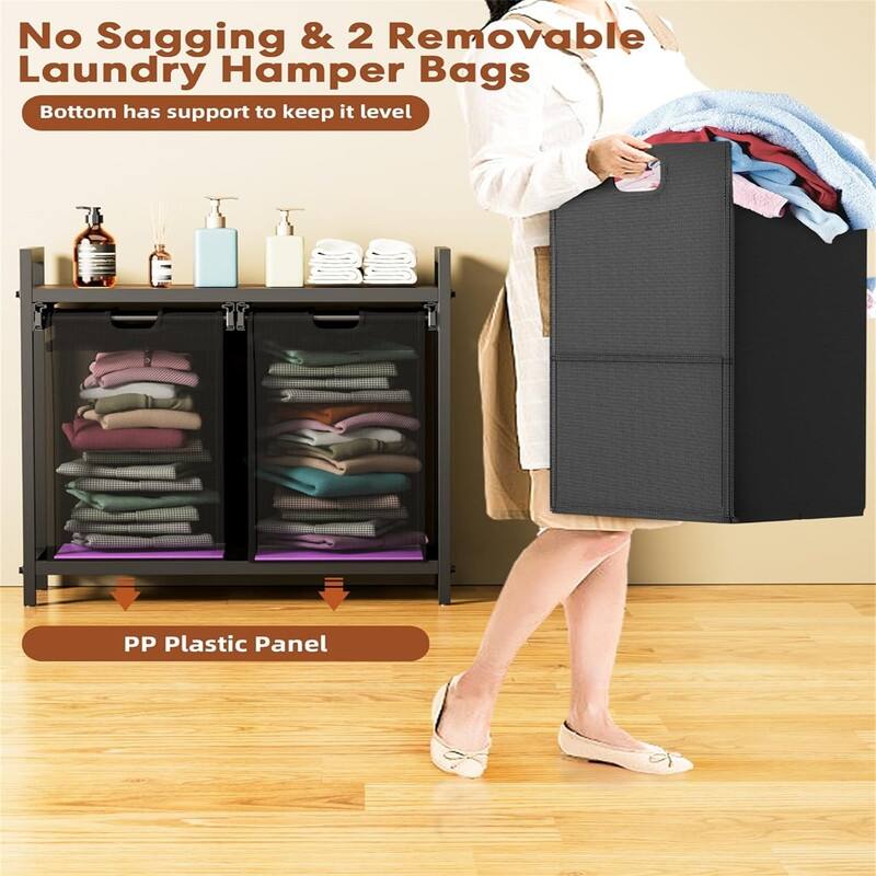 Laundry Hamper with Shelf - 28.8"L x 11.8"W x 28.3"H