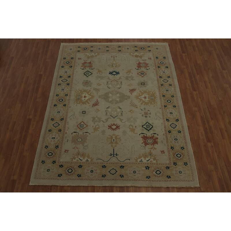 Hand Knotted Oriental 100% Wool Carpet Traditional Floral Greys & Charcoal Ziegler Area Rug - 9' 9'' X 7' 7''